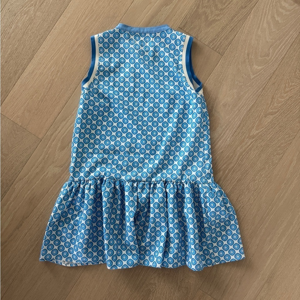 Umgee Blue/White Geometric V-Neck Sleeveless Mini Dress Ruffle Hem XS - Picture 4 of 4